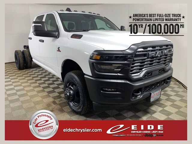 Bright White 2026 RAM 3500 Chassis Tradesman Crew Cab LB DRW 4WD Pickup Truck Four-Wheel Drive 8-Speed Automatic