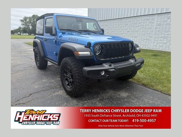 Hydro Blue Pearlcoat 2024 Jeep Wrangler Willys 2-Door 4WD SUV / Crossover Four-Wheel Drive 8-Speed Automatic