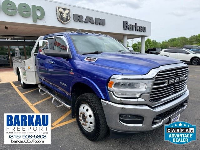 Blue Streak Pearlcoat 2019 RAM 3500 Chassis Laramie Crew Cab DRW 4WD Pickup Truck Four-Wheel Drive 6-Speed Automatic
