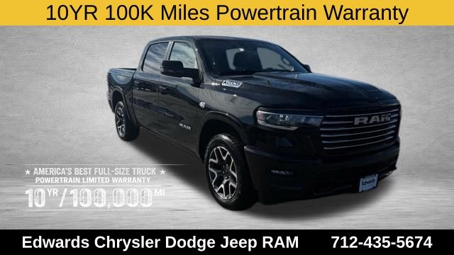 Diamond Black Crystal Pearlcoat 2026 RAM 1500 Laramie Crew Cab 4WD Pickup Truck Four-Wheel Drive 8-Speed Automatic
