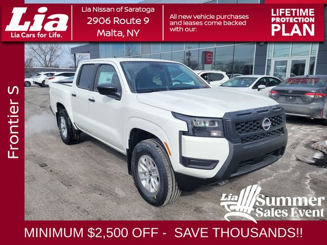 Glacier White 2026 Nissan Frontier S Crew Cab 4WD Pickup Truck Four-Wheel Drive 9-Speed Automatic Overdrive