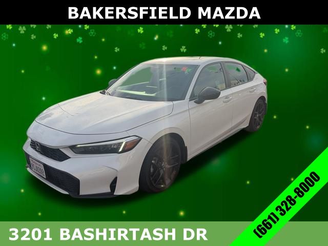 White 2025 Honda Civic Hybrid Sport Hatchback FWD Hatchback Front-Wheel Drive Continuously Variable Transmission