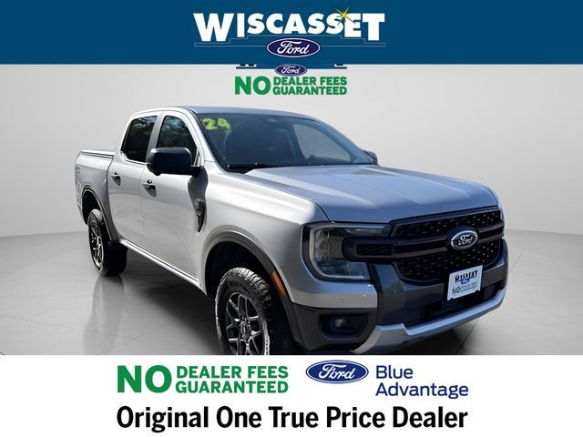 Iconic Silver Metallic 2024 Ford Ranger XLT SuperCrew 4WD Pickup Truck Four-Wheel Drive Automatic