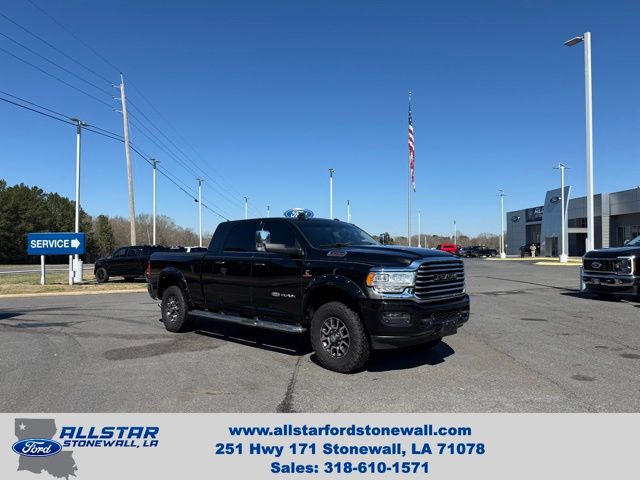 Diamond Black Crystal Pearlcoat 2019 RAM 3500 Laramie Longhorn Mega Cab 4WD Pickup Truck Four-Wheel Drive 6-Speed Automatic
