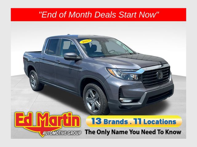 Gray (Modern Steel) 2023 Honda Ridgeline Pickup Truck All-Wheel Drive 9-Speed Automatic