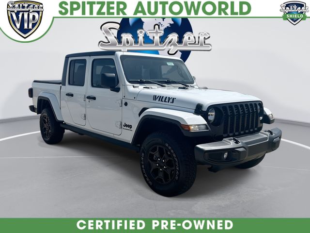 Bright White Clearcoat 2021 Jeep Gladiator Willys Crew Cab 4WD Pickup Truck Four-Wheel Drive 8-Speed Automatic