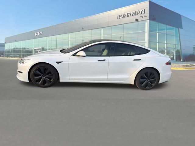 Pearl White Multi-Coat 2021 Tesla Model S Plaid AWD Sedan All-Wheel Drive 1-Speed Automatic