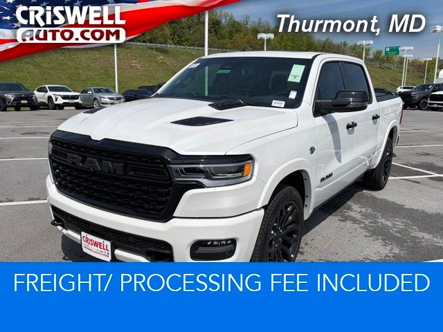 Ivory White Tri-Coat Pearlcoat 2026 RAM 1500 Limited Crew Cab 4WD Pickup Truck Four-Wheel Drive 8-Speed Automatic