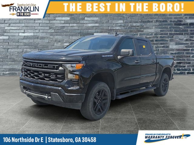 Black 2023 Chevrolet Silverado 1500 Custom Crew Cab 4WD Pickup Truck Four-Wheel Drive 8-Speed Automatic
