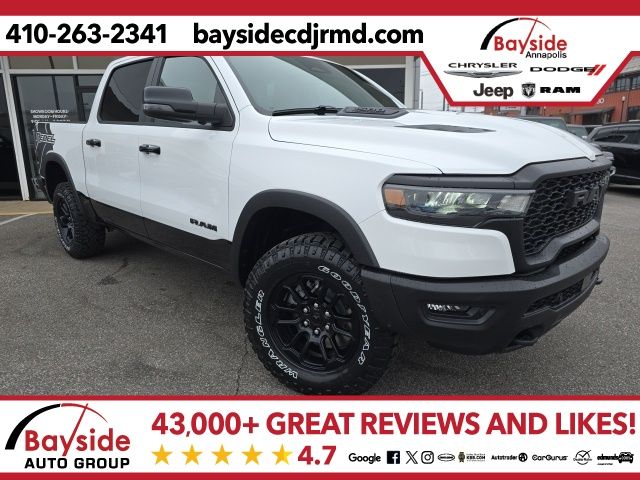 Bright White Clearcoat 2026 RAM 1500 Rebel Crew Cab 4WD Pickup Truck Four-Wheel Drive 8-Speed Automatic