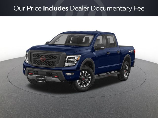 Deep Blue Pearl 2024 Nissan Titan Pickup Truck Four-Wheel Drive 9-Speed Automatic