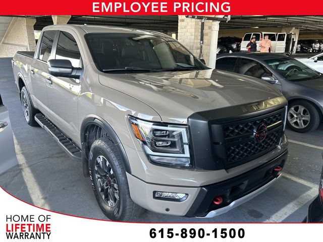 Gray (Gun Metallic) 2023 Nissan Titan Pickup Truck Four-Wheel Drive 9-Speed Automatic