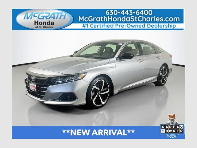 Lunar Silver Metallic 2022 Honda Accord Hybrid Sedan Front-Wheel Drive Continuously Variable Transmission
