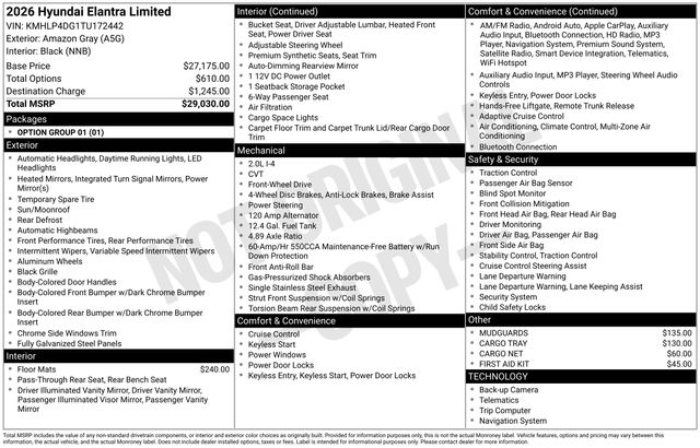 2026 Hyundai Elantra Limited FWD