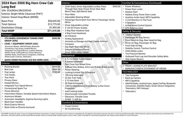 2024 RAM 3500 Big Horn Crew Cab LB 4WD
