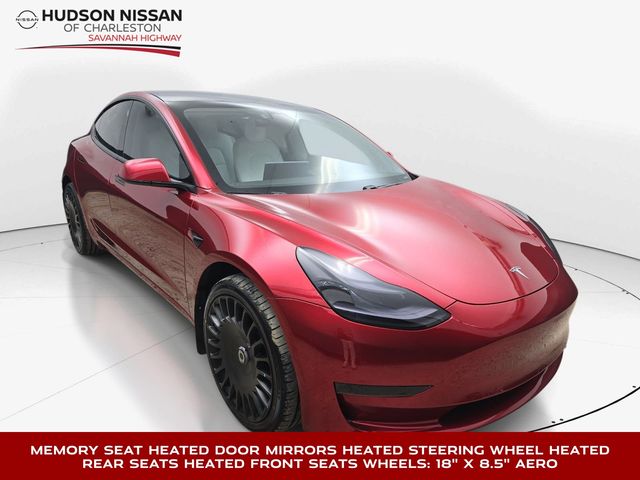 Red Multi-Coat 2021 Tesla Model 3 Sedan Rear-Wheel Drive 1-Speed Automatic