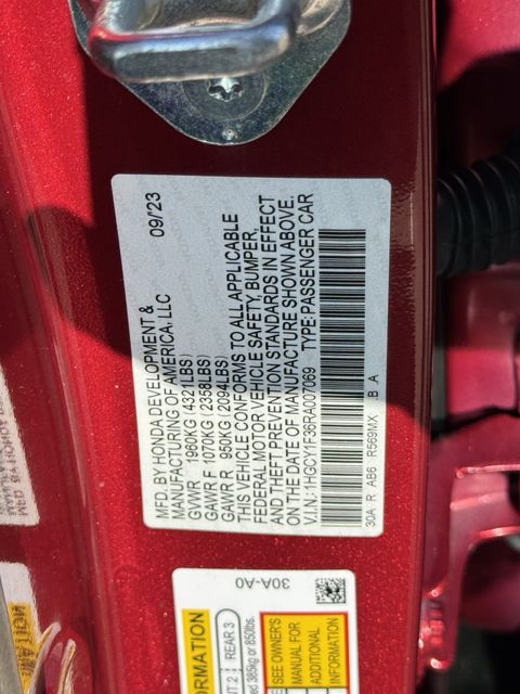 2024 Honda Accord EX Red at Bayway Cadillac of The Woodlands