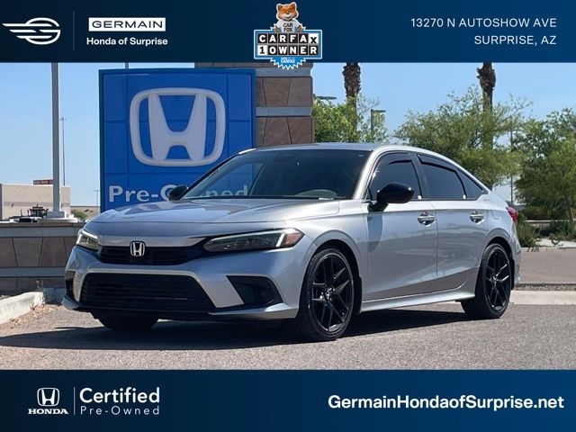 Lunar Silver Metallic 2023 Honda Civic Sport FWD Sedan Front-Wheel Drive Continuously Variable Transmission