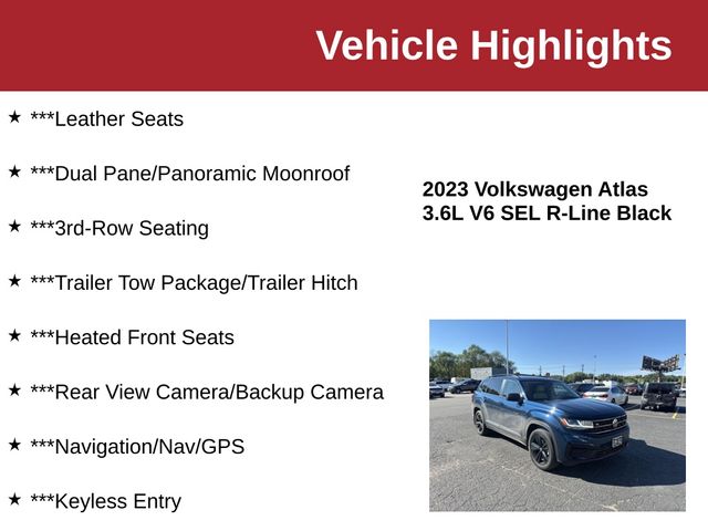 2023 Tourmaline Blue Metallic Volkswagen Atlas 3.6L V6 SEL R-Line AWD SUV
