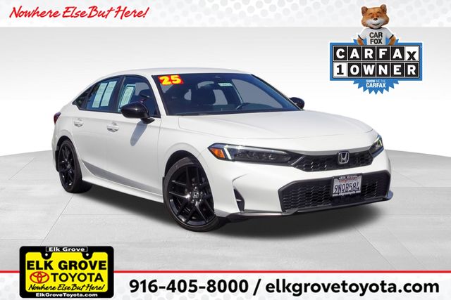 Platinum White Pearl 2025 Honda Civic Sedan Front-Wheel Drive Continuously Variable Transmission