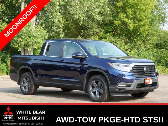 Black (Obsidian Blue Pearl) 2023 Honda Ridgeline Pickup Truck All-Wheel Drive 9-Speed Automatic