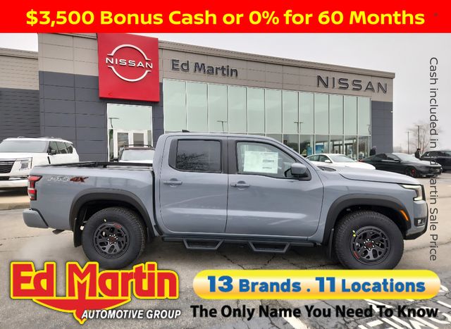 Boulder Gray 2026 Nissan Frontier PRO-4X Crew Cab 4WD Pickup Truck Four-Wheel Drive 9-Speed Automatic Overdrive