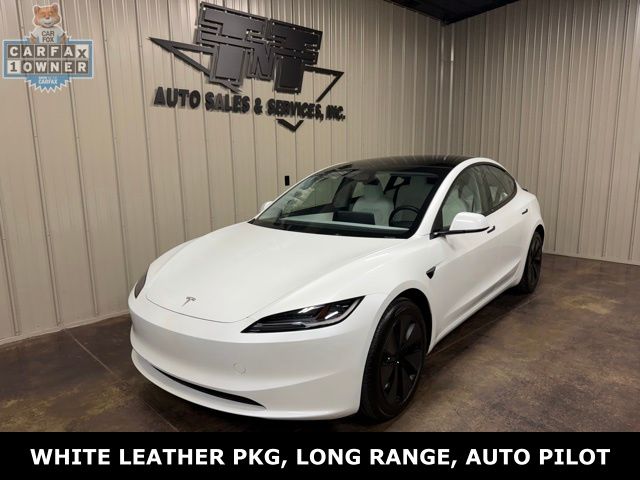 Pearl White 2025 Tesla Model 3 Long Range RWD Sedan Rear-Wheel Drive 1-Speed Automatic