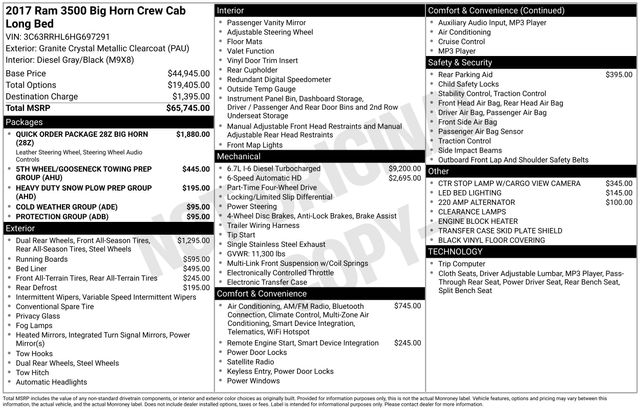 2017 RAM 3500 Big Horn Crew Cab LB DRW 4WD