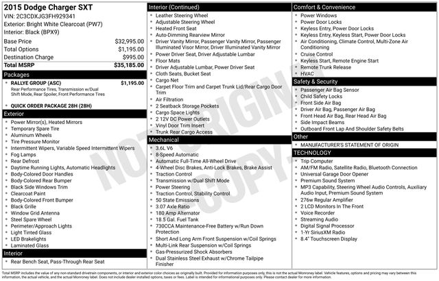 2015 Dodge Charger SXT - Main Image