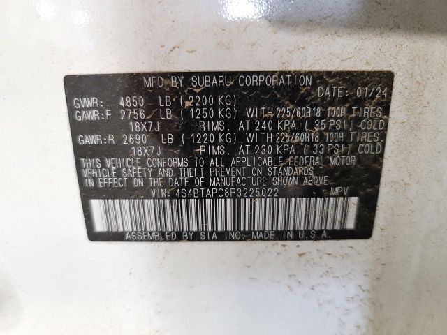 2024 Crystal White Pearl Subaru Outback Touring AWD SUV
