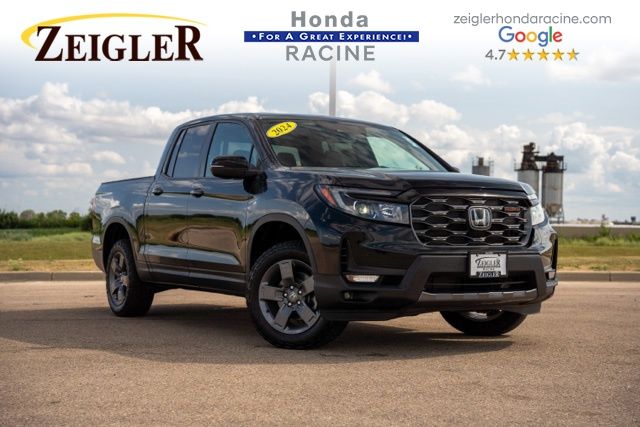 Crystal Black Pearl 2024 Honda Ridgeline Pickup Truck All-Wheel Drive 9-Speed Automatic