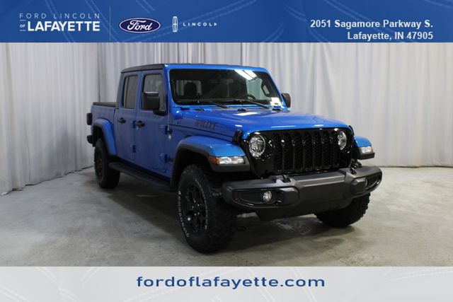 Hydro Blue Pearlcoat 2021 Jeep Gladiator Willys Crew Cab 4WD Pickup Truck Four-Wheel Drive 8-Speed Automatic