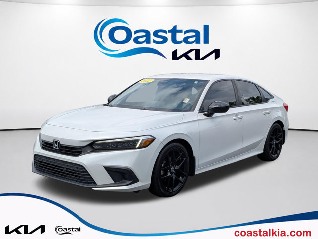 Platinum White 2022 Honda Civic Sedan Front-Wheel Drive Continuously Variable Transmission