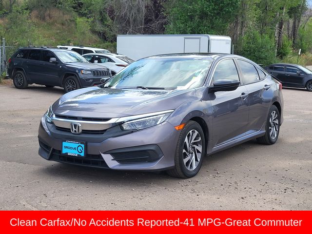 Gray 2016 Honda Civic Sedan Front-Wheel Drive Continuously Variable Transmission
