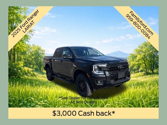 Shadow Black 2025 Ford Ranger Lariat SuperCrew 4WD Pickup Truck Four-Wheel Drive Automatic