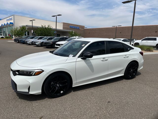 Platinum White Pearl 2025 Honda Civic Sport FWD Sedan Front-Wheel Drive Continuously Variable Transmission