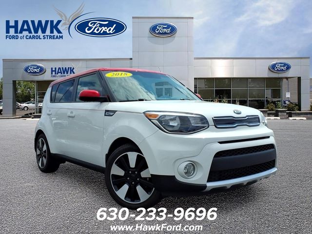 Clear White/Red Roof 2018 Kia Soul Wagon Front-Wheel Drive 6-Speed Automatic
