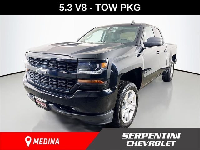 Black 2018 Chevrolet Silverado 1500 Custom Double Cab 4WD Pickup Truck Four-Wheel Drive 6-Speed Automatic Overdrive