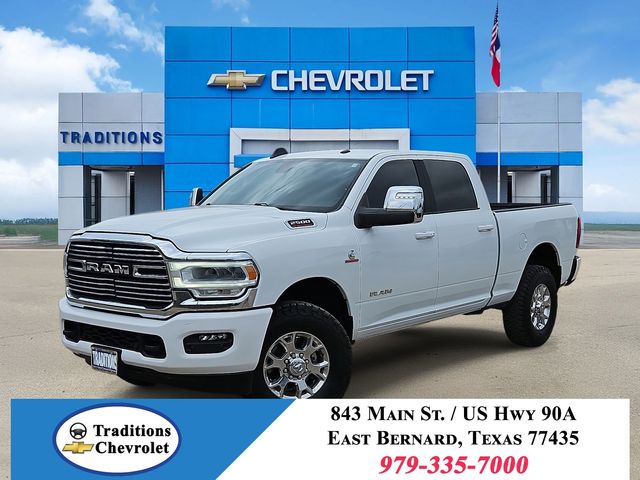 Bright White Clearcoat 2024 RAM 2500 Laramie Crew Cab 4WD Pickup Truck Four-Wheel Drive 6-Speed Automatic