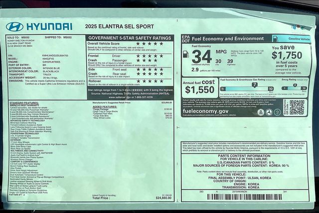 Used 2025 Hyundai Elantra For Sale in OLIVE BRANCH, MS