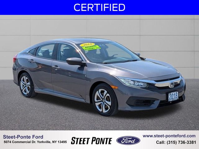 Gray 2018 Honda Civic LX Sedan Front-Wheel Drive Continuously Variable Transmission