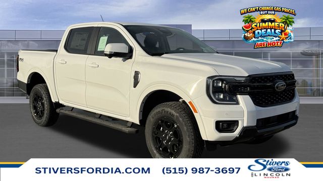 Oxford White 2025 Ford Ranger Lariat SuperCrew 4WD Pickup Truck Four-Wheel Drive Automatic