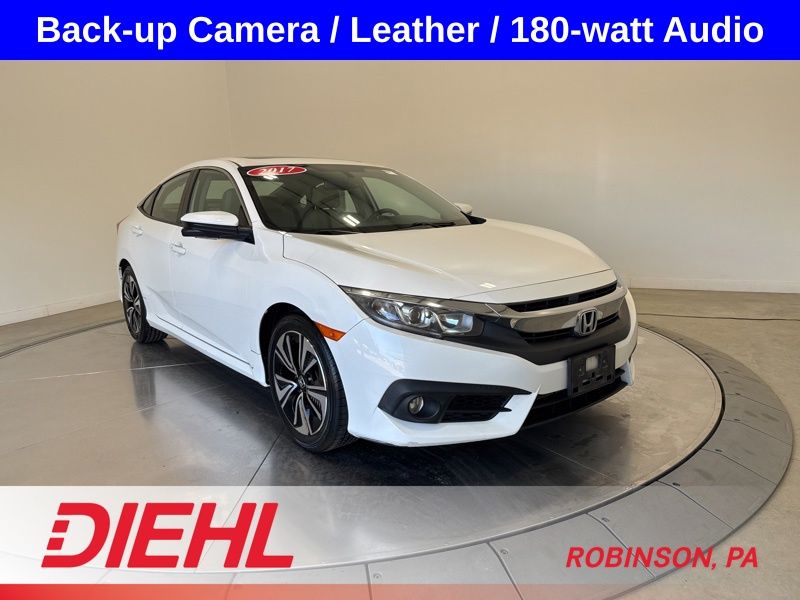White 2017 Honda Civic EX-L Sedan Front-Wheel Drive Continuously Variable Transmission