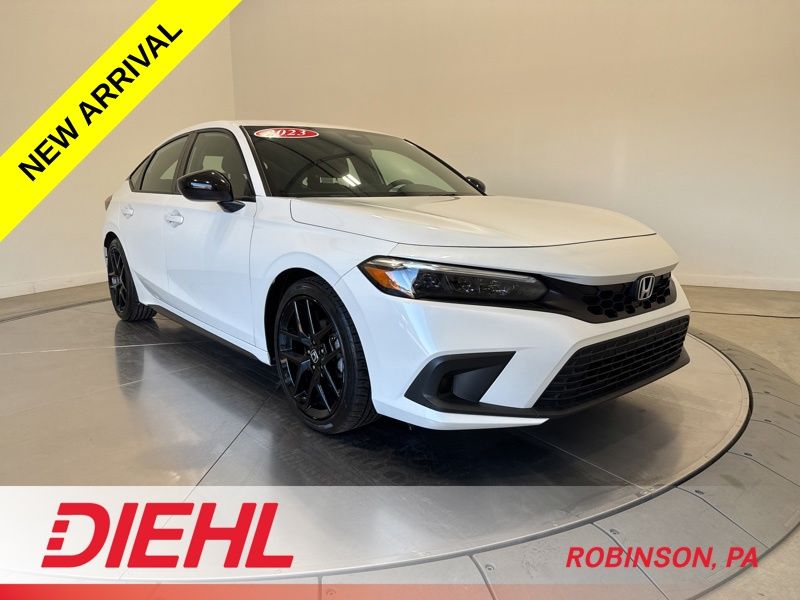 White 2023 Honda Civic Hatchback Sport FWD Hatchback Front-Wheel Drive Continuously Variable Transmission