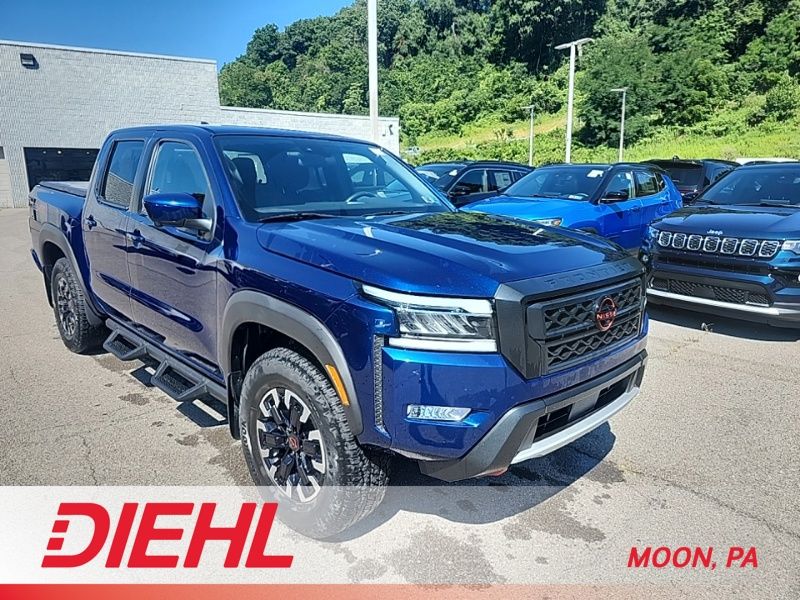 Deep Blue Pearl 2023 Nissan Frontier Pickup Truck Four-Wheel Drive 9-Speed Automatic