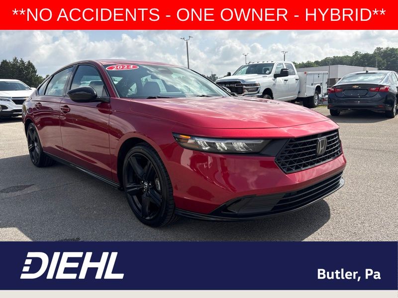 Radiant Red Metallic 2024 Honda Accord Hybrid Sedan Front-Wheel Drive Continuously Variable Transmission