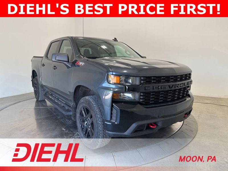 Shadow Gray Metallic 2022 Chevrolet Silverado 1500 Custom Trail Boss Crew Cab 4WD Pickup Truck Four-Wheel Drive 8-Speed Automatic