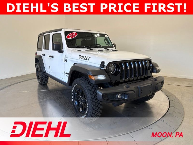 Bright White Clearcoat 2021 Jeep Wrangler Unlimited Willys 4WD SUV / Crossover Four-Wheel Drive 8-Speed Automatic
