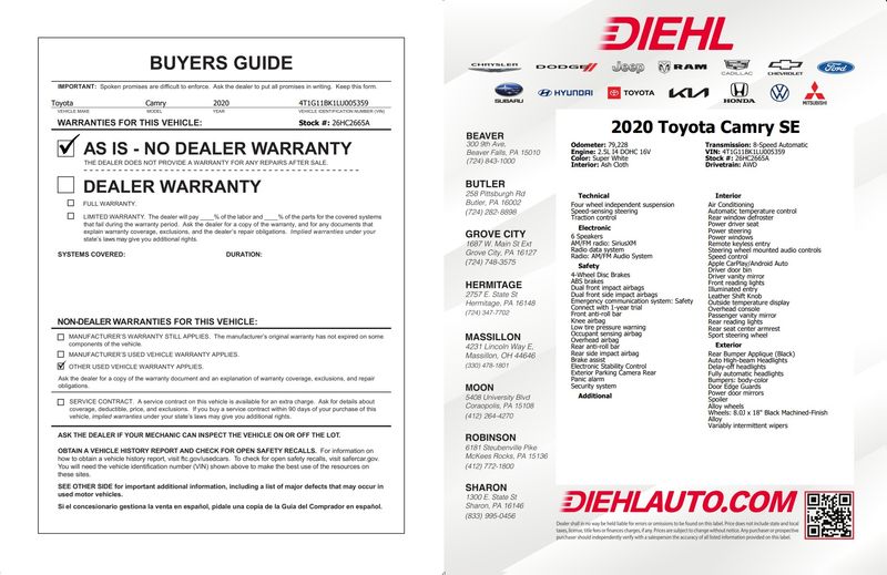 Used 2020 Toyota Camry Sedan
