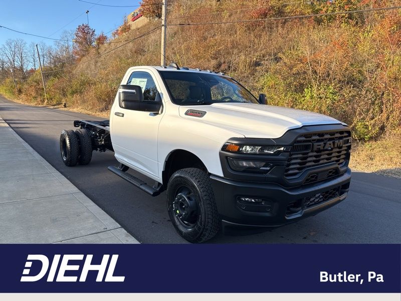 Bright White Clearcoat 2026 RAM 3500 Chassis Tradesman Regular Cab LB DRW 4WD Pickup Truck Four-Wheel Drive 8-Speed Automatic